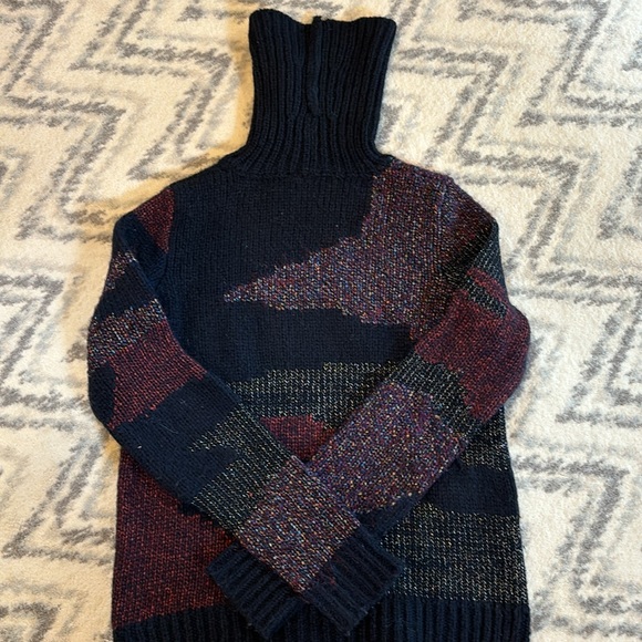 Navy wool blend Veronica Beard turtleneck sweater - Picture 4 of 4